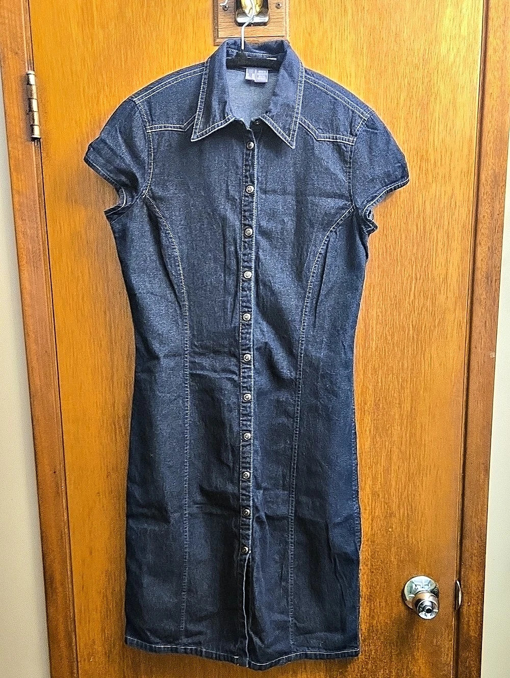 Vintage Y2K Esprit Denim Mini Shirt Dress Blue US 6